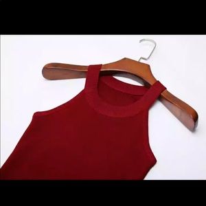 NWOT Burgundy Bodycon Knit Halter Top, XS